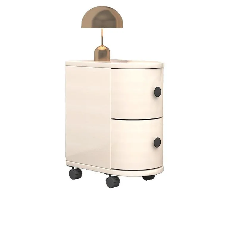 

Solid wood bedside table with wheels removable household bedroom small ultra-narrow storage crevice cabinet