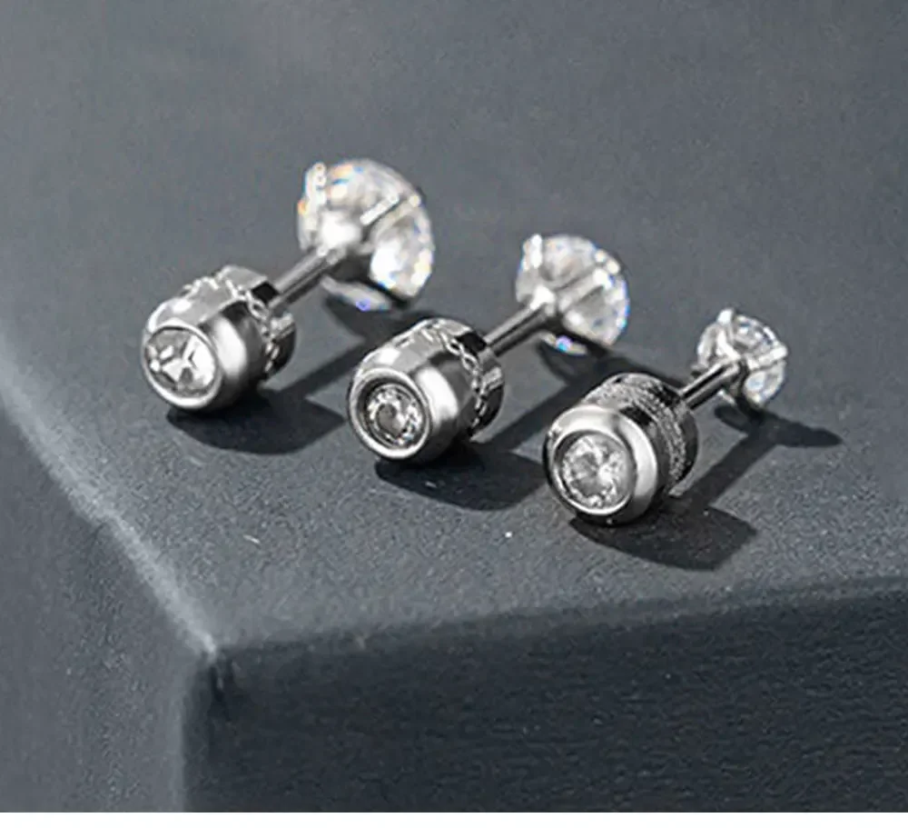 1 piece Medical Stainless Steel Crystal Zircon Ear Studs Earrings Tragus Cartilage Hypoallergenic Screws Piercing Jewelry