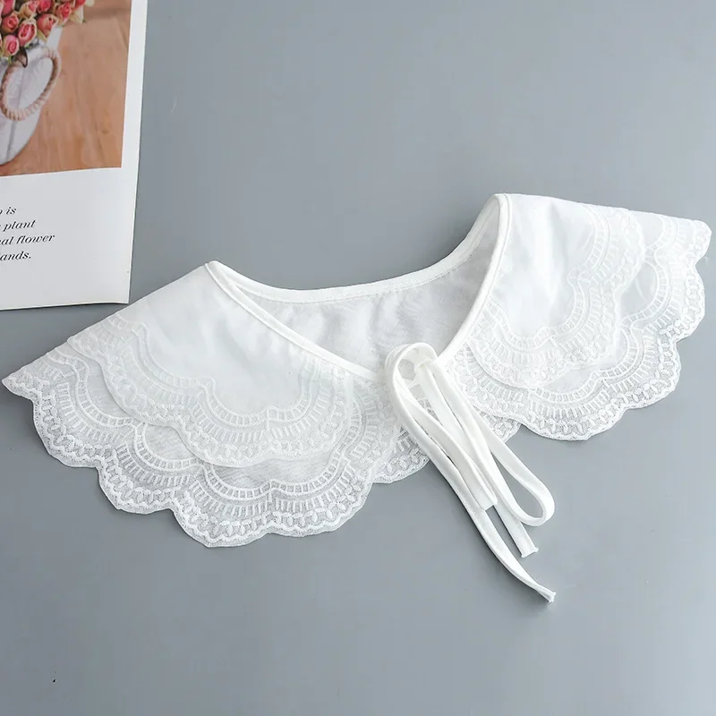 

Linbaiway двухслойная рубашка с искусственным воротником для девочек, студенческая регулируемая рубашка с бантом, женская рубашка с накладным воротником, накидка на плечо