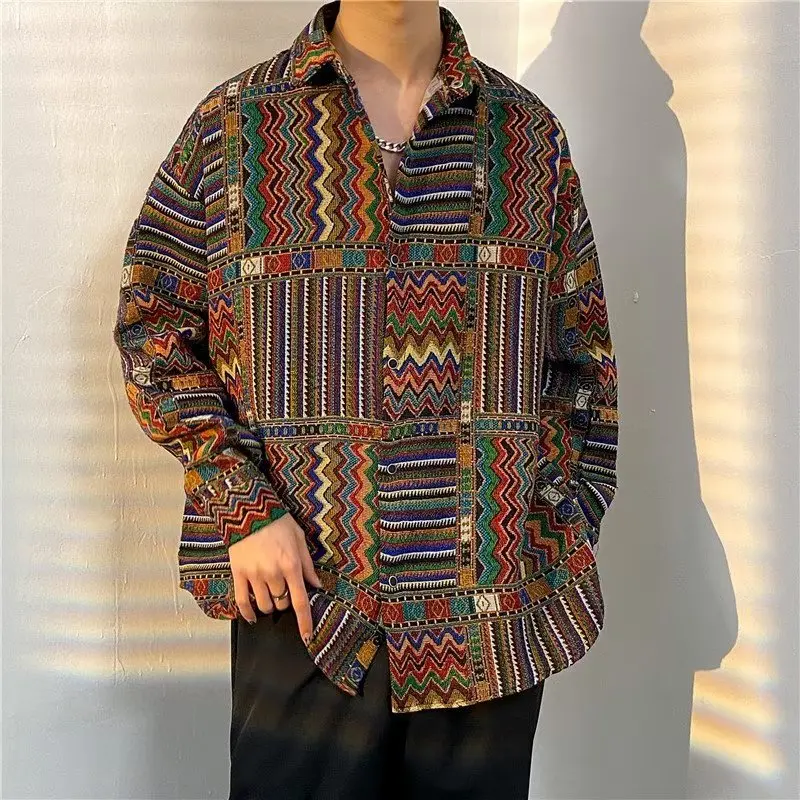 Veste à imprimé rétro Harajuku pour hommes, vêtements d'extérieur confortables à manches longues, vêtements de rue pour hommes, style coréen populaire, vêtements de vacances unisexes, automne