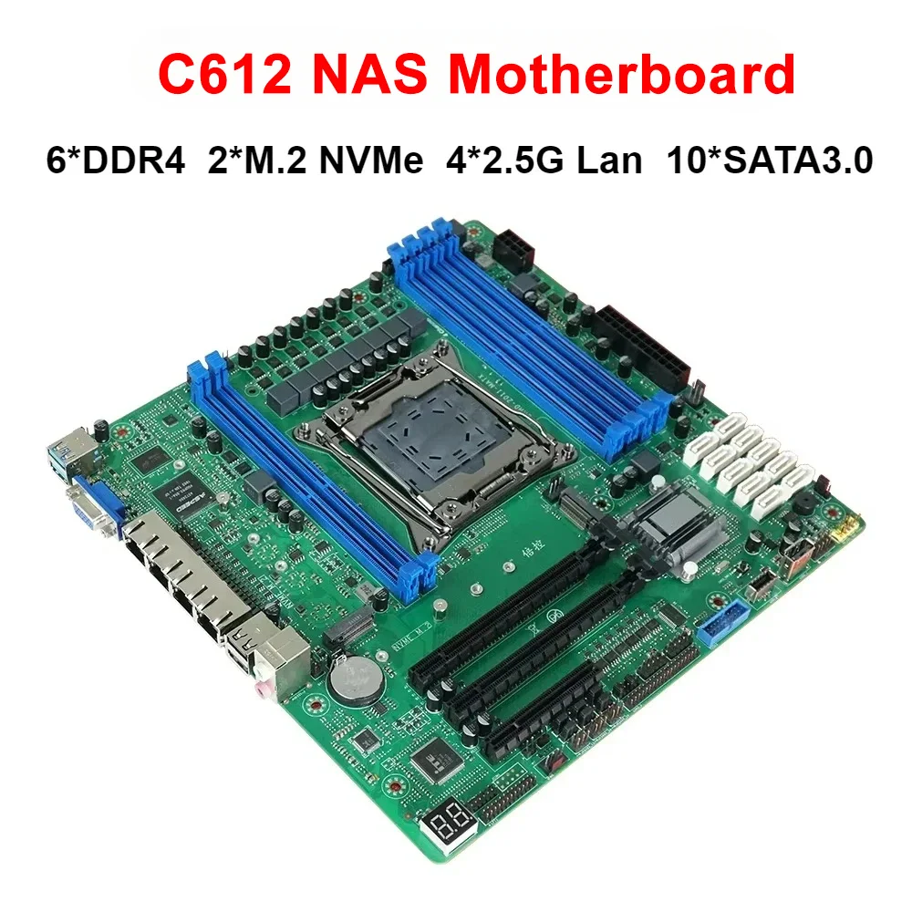 Lga2011-3 C612 Nas Motherboard 6*ddr4 2*m.2 Nvme 10xsata3.0 4*2.5g Lan Suitable For Servers Firewalls Virtual Machines Routers