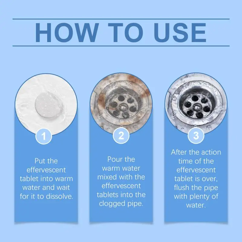 Jakehoe drain cleaner tablets remove grease, hair, and clogged drains, and also deodorize and unclog toilet drains view 5