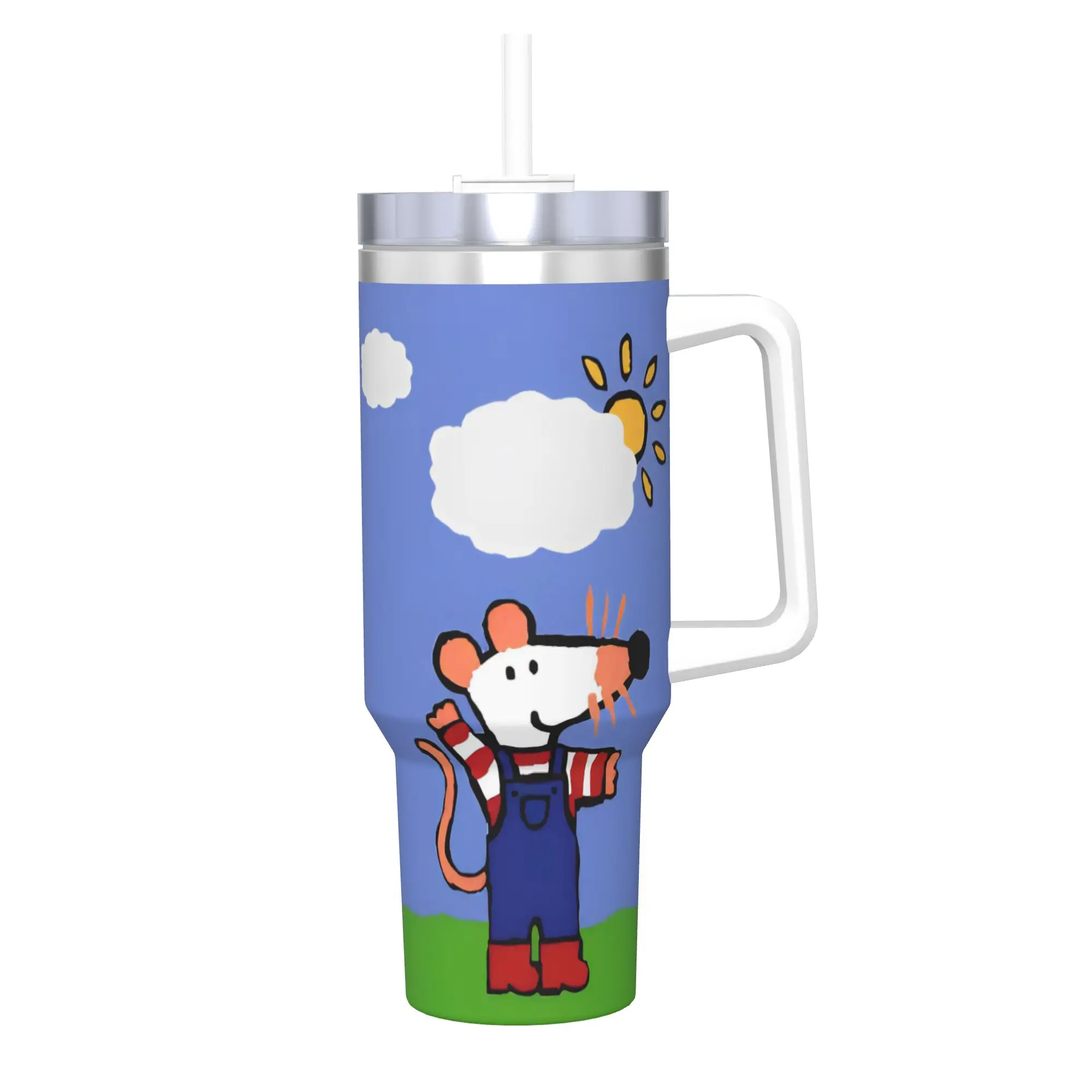 Maisy Mouse Tumbler With Straw  Stainless Steel Tumblers Cup Double Wall Vacuum Insulated for Cold Or Hot 40oz
