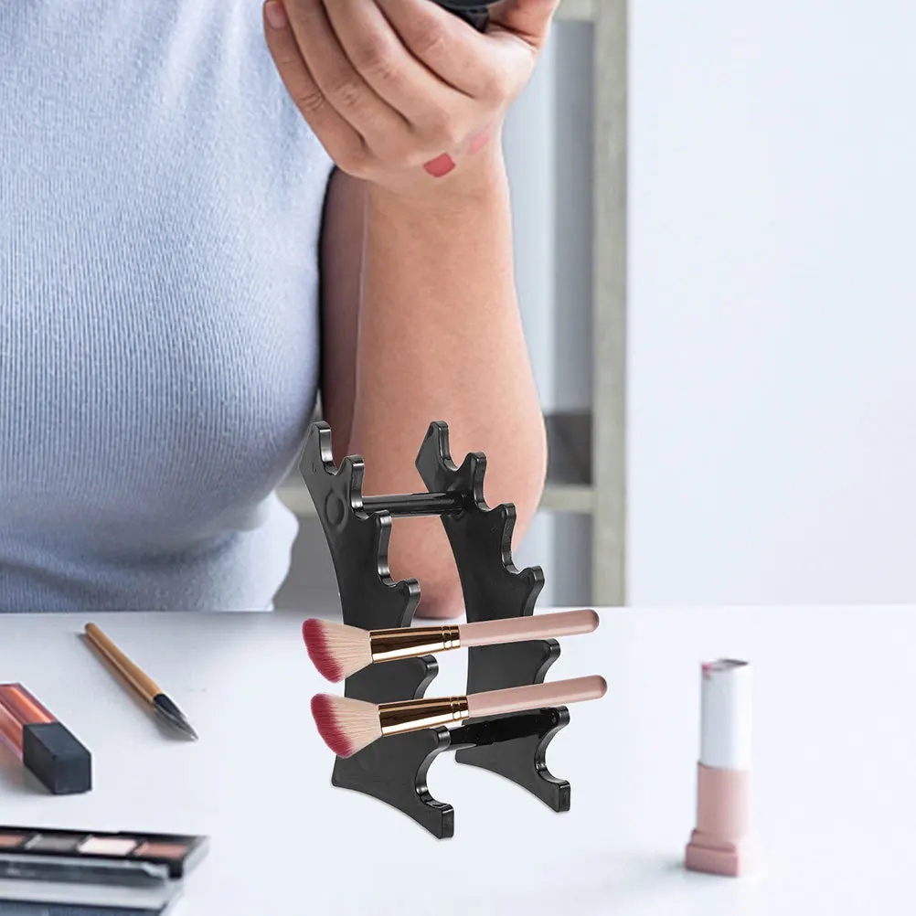 2Pcs 6-Slots Makeup Brush Drying Rack Plastic Pen Display Holder Horizontal Brush Organizer Stand Makeup Brushes Drying Rack