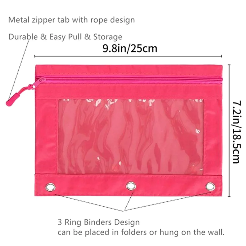 14 قطعة من حقيبة أقلام الرصاص مع سحاب يسحب، للمدرسة والمكتب ومقلمة معززة 3 حلقات #6