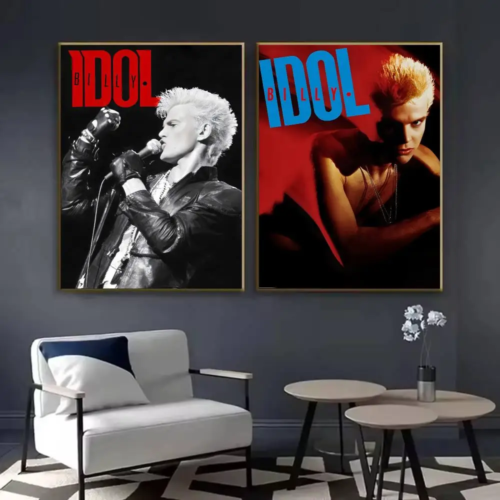 Rock Singer B-Billy I-Idol Poster Waterproof Sticky Wall Art Print For Bedroom Living Room Hallway Bar Home Decor