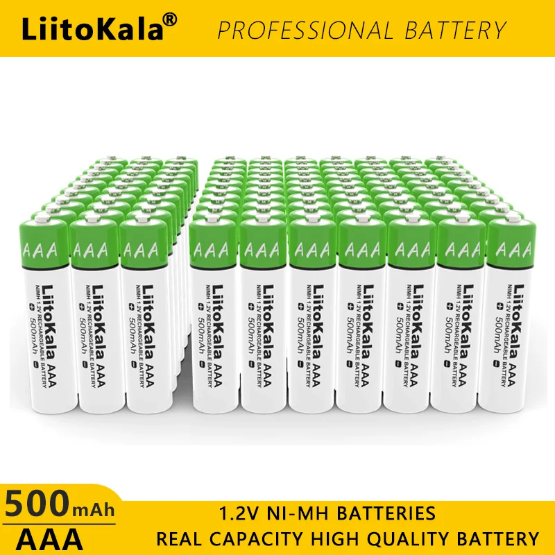 1-60PCS LiitoKala Original AAA NiMH 1.2V 500mAh Rechargeable Battery Suitable For Toys, Mice, Electronic Scales, Etc.