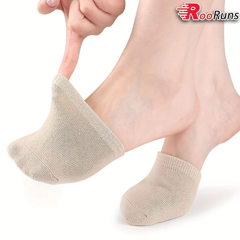 RooRuns 1 Pair Gel Forefoot Socks Woman Toe Cushion & Half-Palm Support, Comfort Breathable Half Foot Socks for Running, Walking