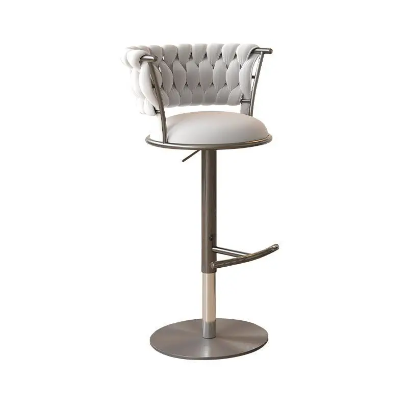 LMM Cream Wind Home Bar Stainless Steel Rotary Lifting High Stool