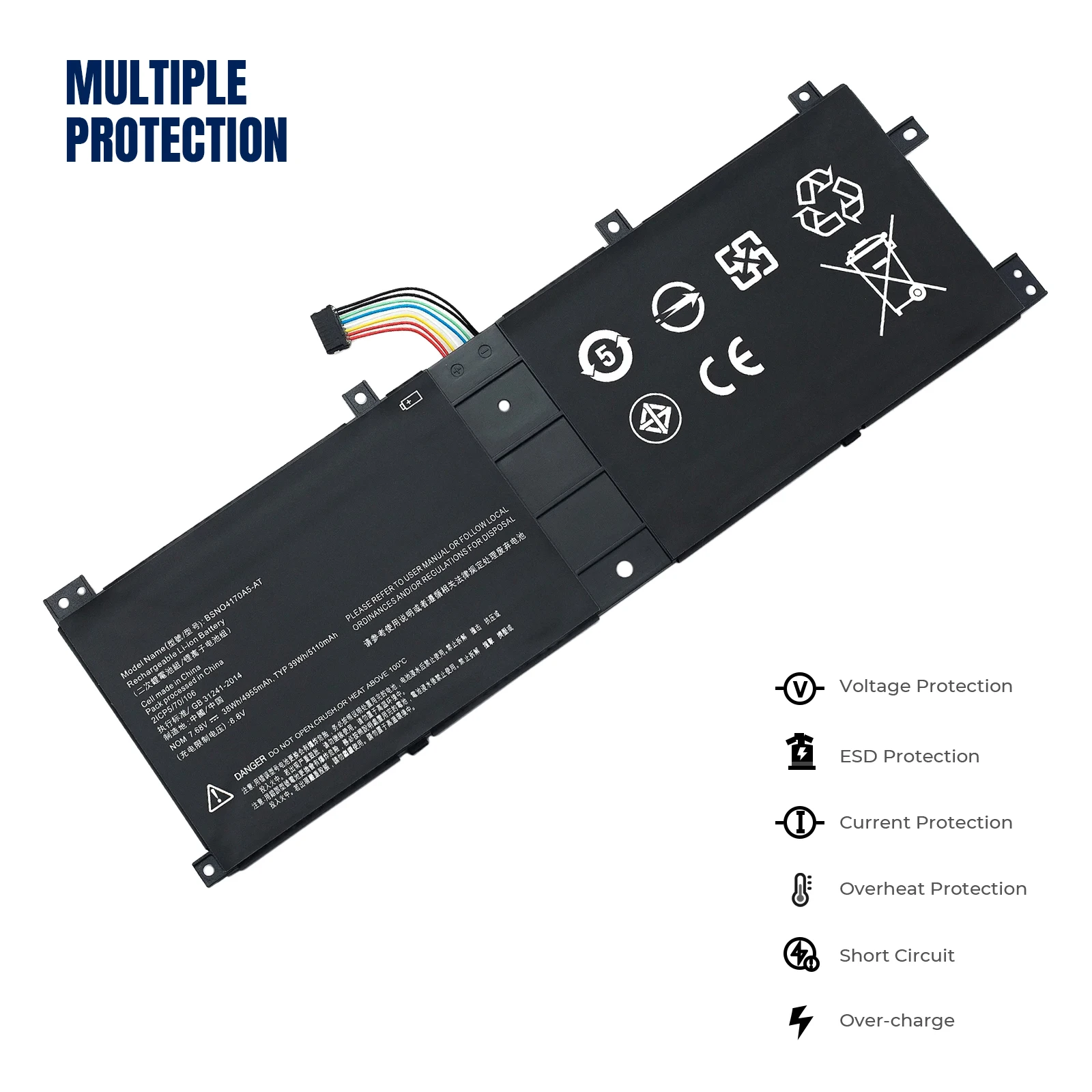 YOOFAN NOBI BSNO4170A5-AT Laptop Battery For Lenovo Miix 520 510 510-12IKB 510-12ISK 520-12IKB LH5B10L67278 5B10L68713  7.68V