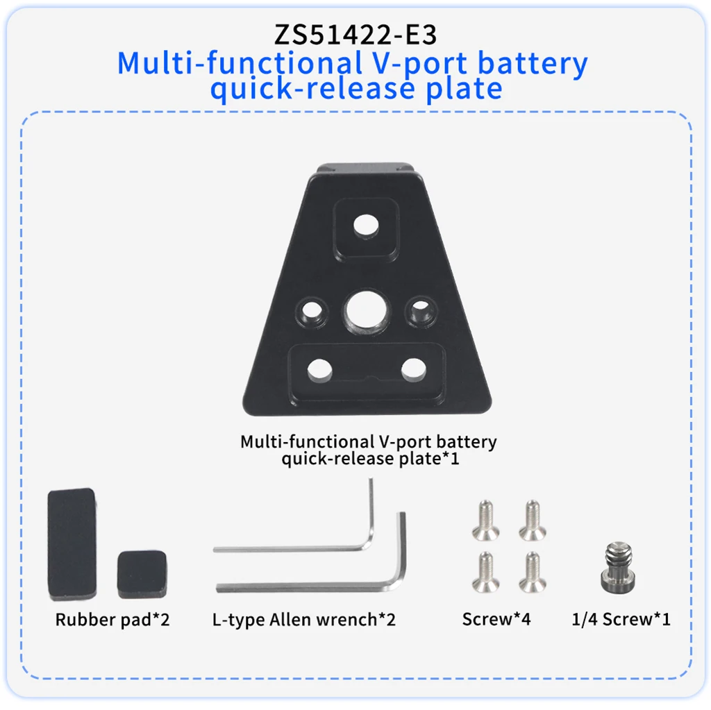 Faltbare V-Lock-Halterung, 360-Grad-verstellbare Mehrzweck-Schnellwechselplatte für ARCA-Stative, Stabilisator, Kamera, V-Mount-Netzteil – Detail 23