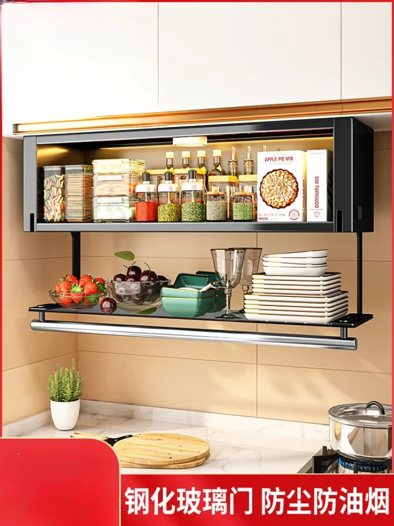 Kitchen Hanging Cabinet Bottom Shelf Non-punching Wall Hanging Cabinet Under The Pull-down Wall Cabinet Wall Hanging Storage