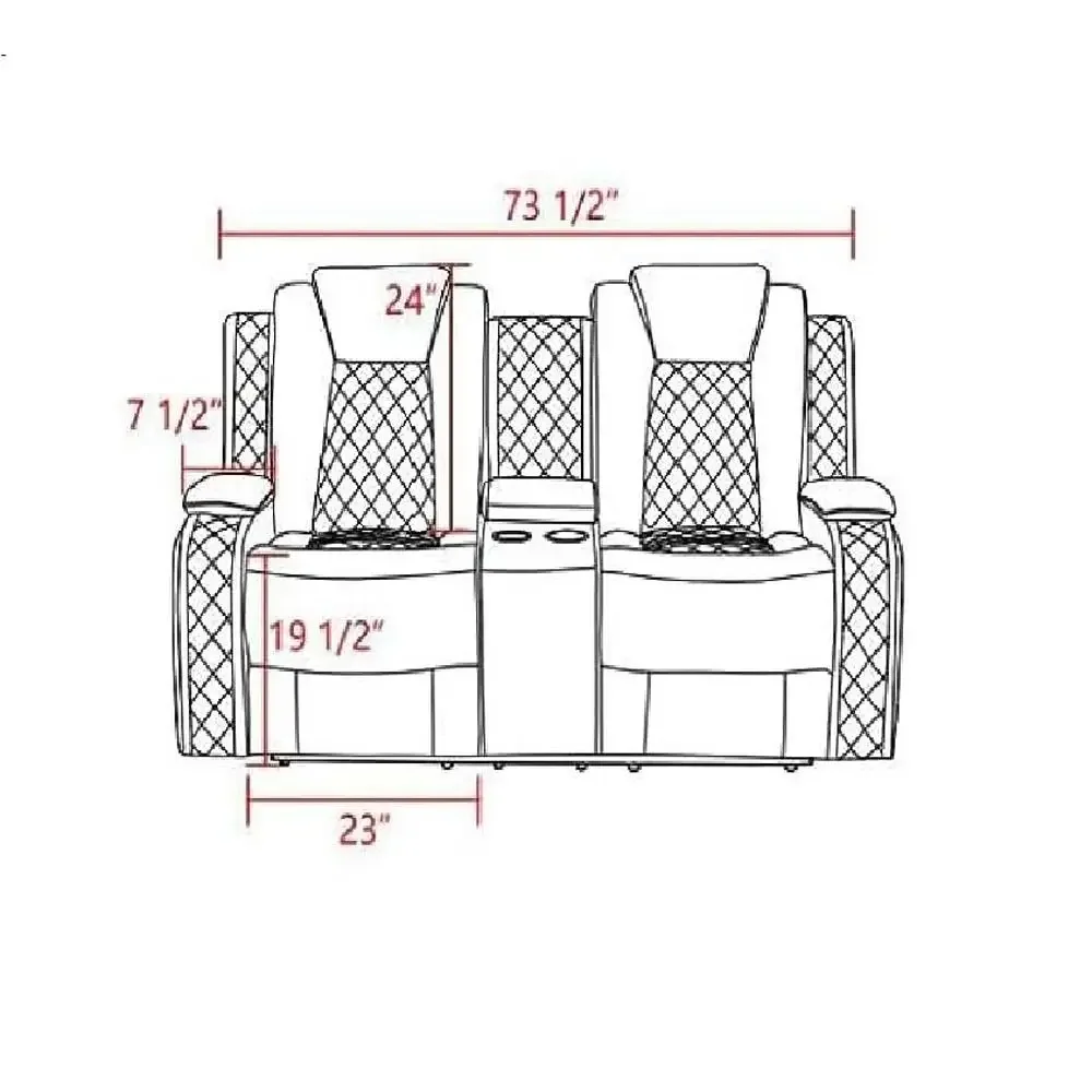 Modern Power Leather Recliner Sofa Set LED Lights USB Cup Holder Storage Sofa Loveseat Chair