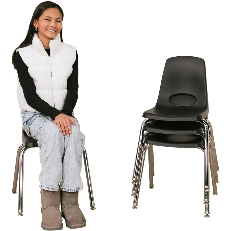 Factory Direct Partners Stack Chair, 16 pulgadas, negro