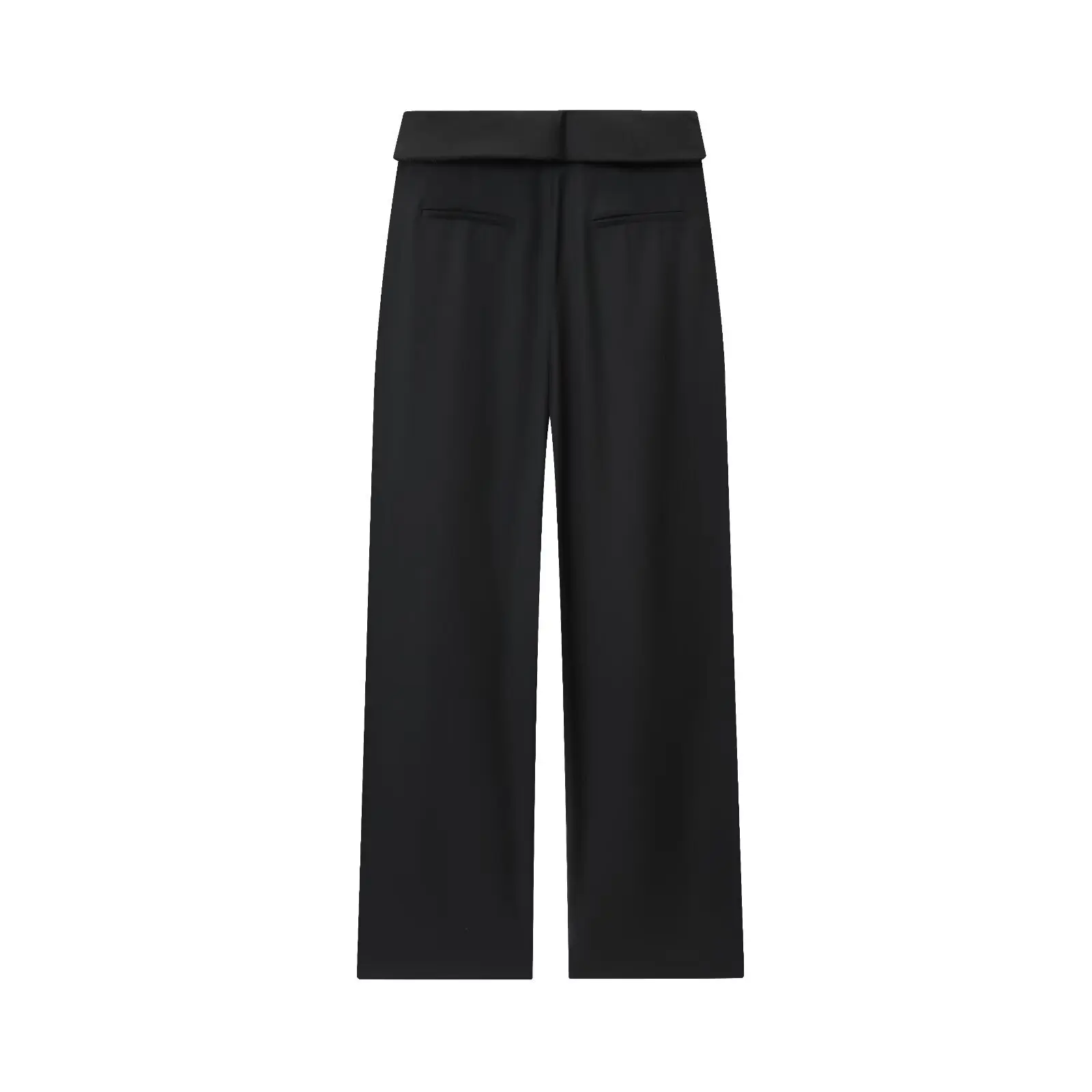 

Jenny&Dave 2026 Trousers Ladies French Minimalist Black Straight Leg Casual Pants High Waisted Rolled Edge Commuter Women's Pant