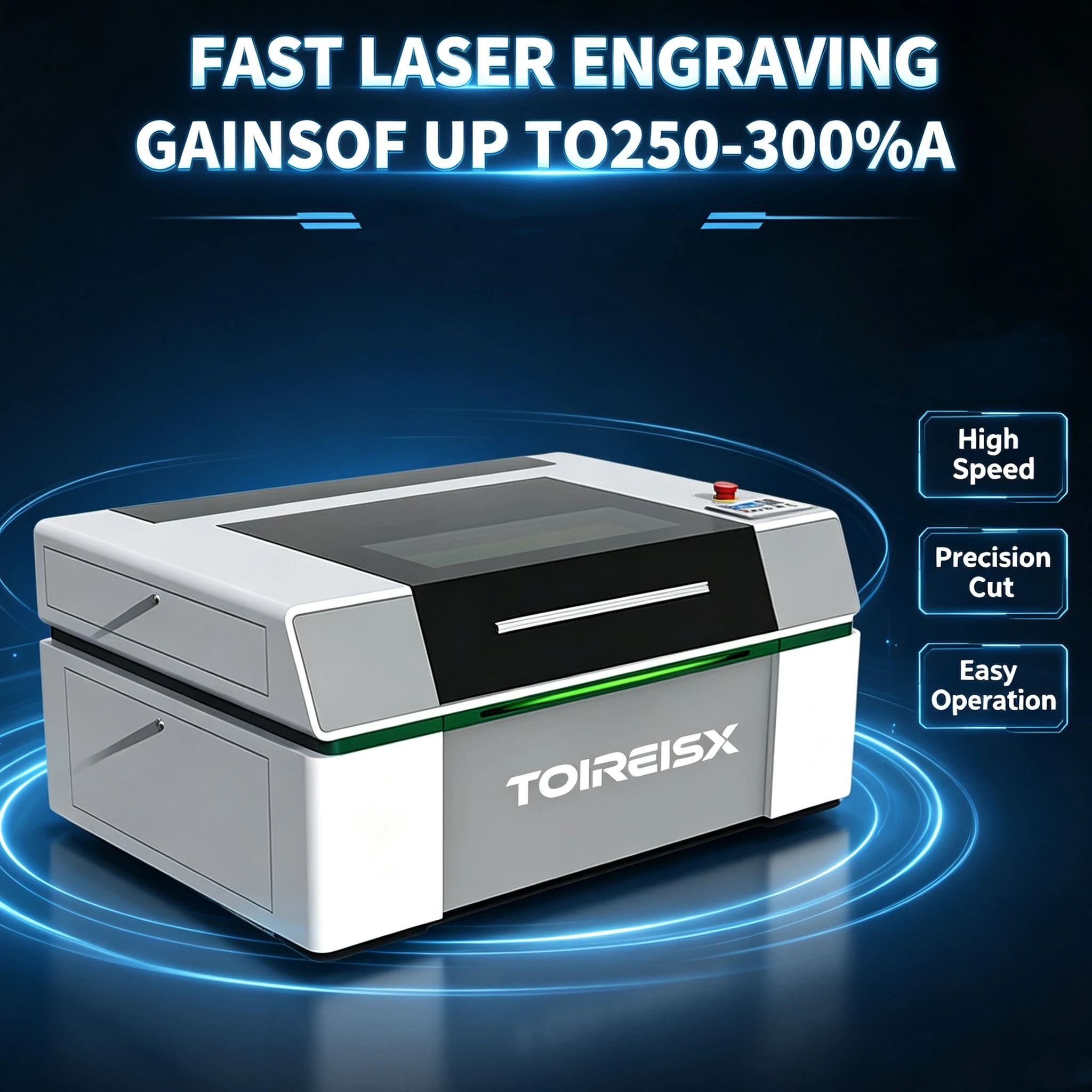 TOIREISX CO2 Laser Engraver 50W CO2 Laser Engraving Machine 60*40cm Cut Tools for Wood Leather Woodworking  700mm/s 0.01mm High Accurancy 6040 Tabletop CO2 Laser Cutting