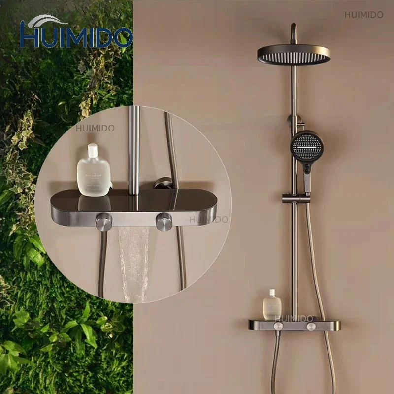 Shower System Bathroom Shower Faucet Set 3-way Rainfall Shower Mixer Crane with Hand  Grey White