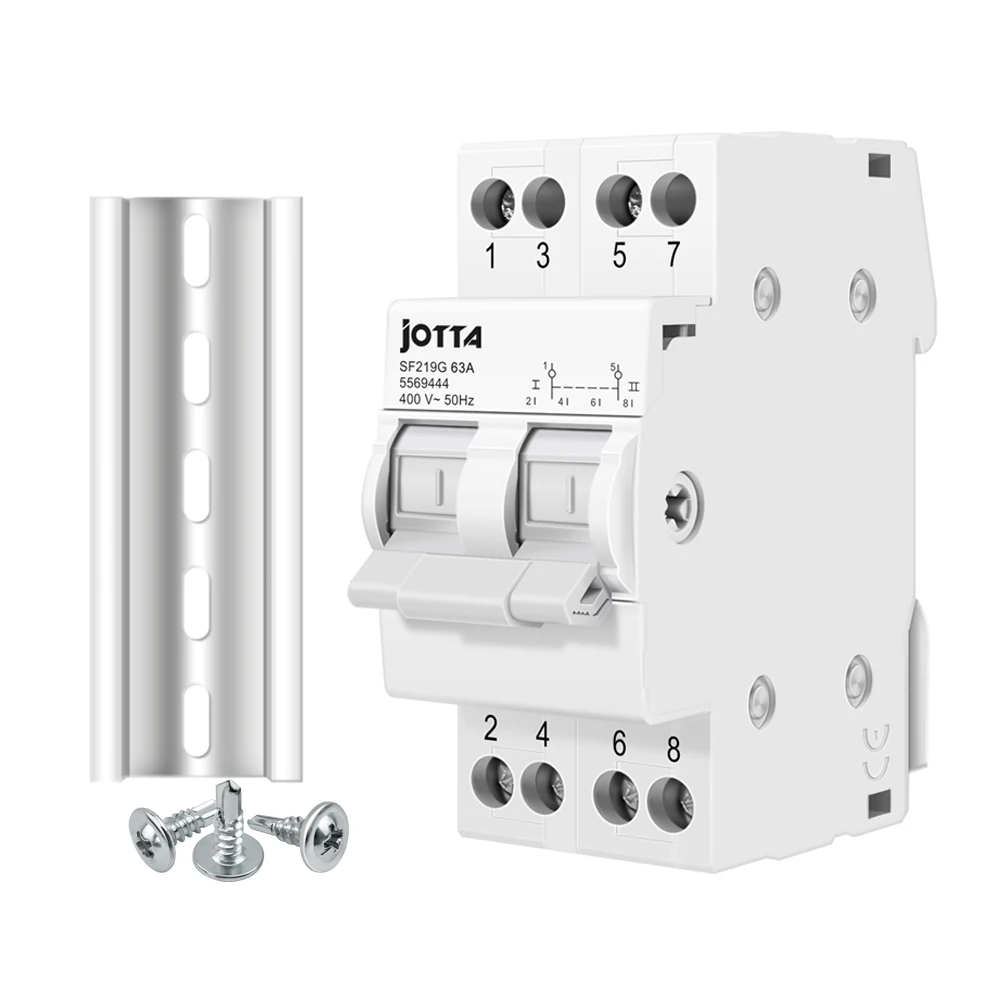 JOTTA 2P 400V  Din Rail MTS Manual Transfer Switch Dual Power Changeover Switch Interlock Circuit Breaker