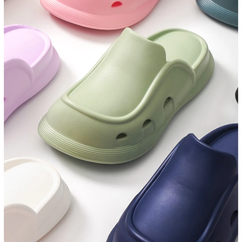 Women Mules Platform Sandals Summer EVA Solid Color Jelly Slippers Thick Sole Non-slip Outdoor Slides Men Flip Flop Mujer Shoe
