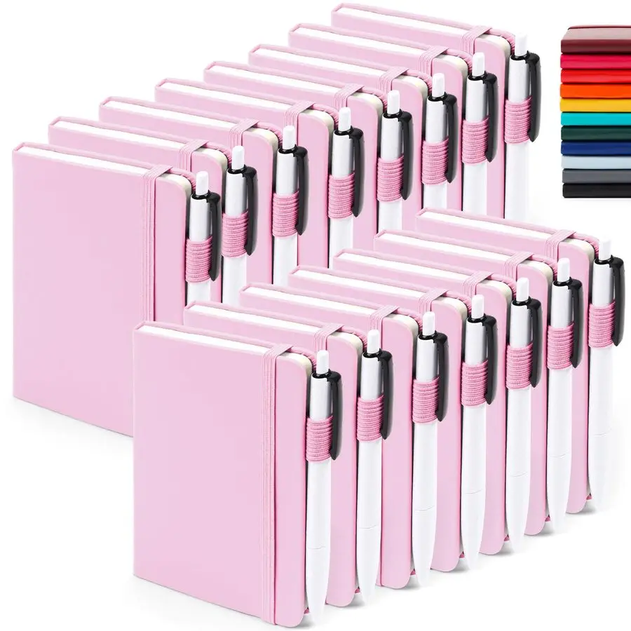 

Набор из 15 мини-блокнотов в твердом переплете, милые блокноты для заметок в линейку с держателем для ручки для женщин