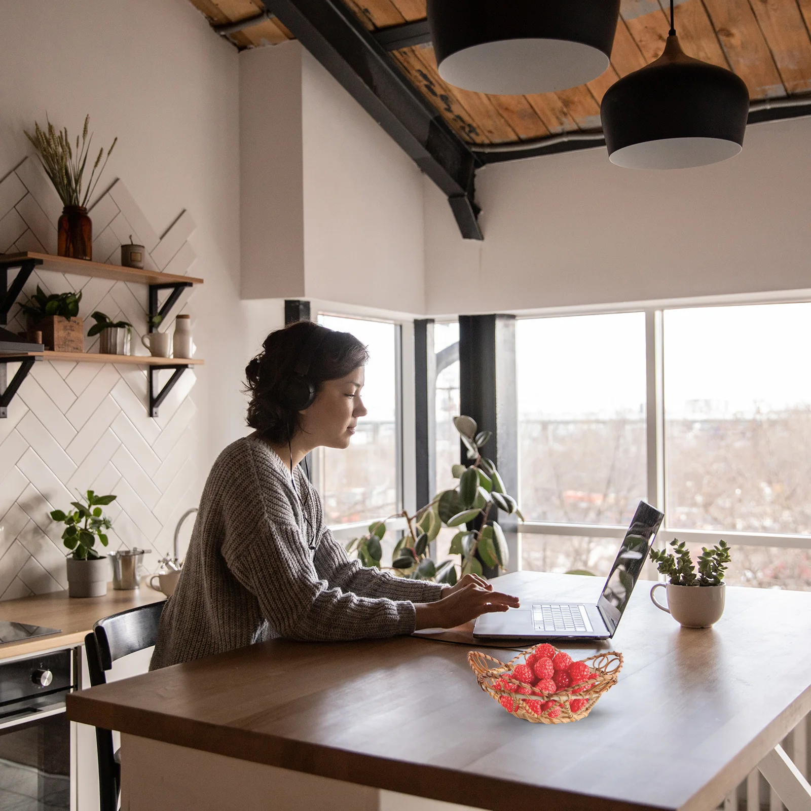 

Rattan Woven Fruit Basket Khaki Simple Home Party Supply Natural Rattan Basket Food Storage Container Party Supply