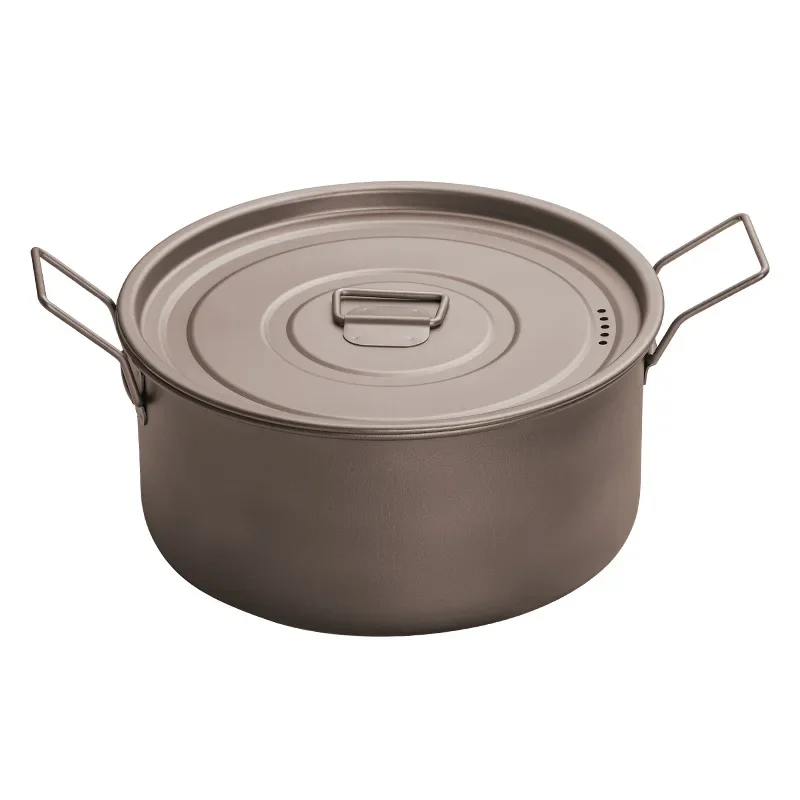 Pure titanium outdoor camping pot, camping portable cooking pot and large capacity portable portable titanium pot