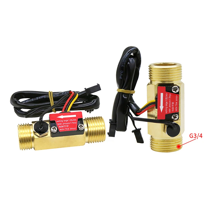 1/2" 3/4" czujnik przepływu wody z wykrywaniem temperatury + przetwornik temperatury M8 DC3,5 ~ 24 V do podgrzewaczy wody, dystrybutorów wody