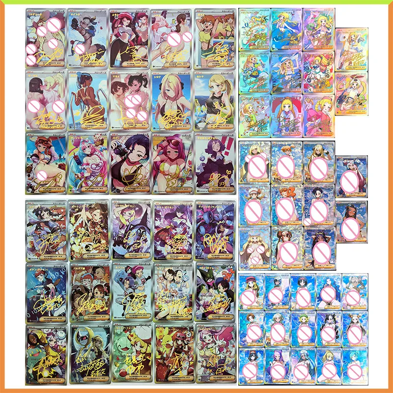 

Аниме Pokemon DIY ACG Коллекционная карта Lillie Cynthia Selene Iono Dot Mallow Olivia Misty Hilda Marnie Игрушка для мальчика Подарок на день рождения