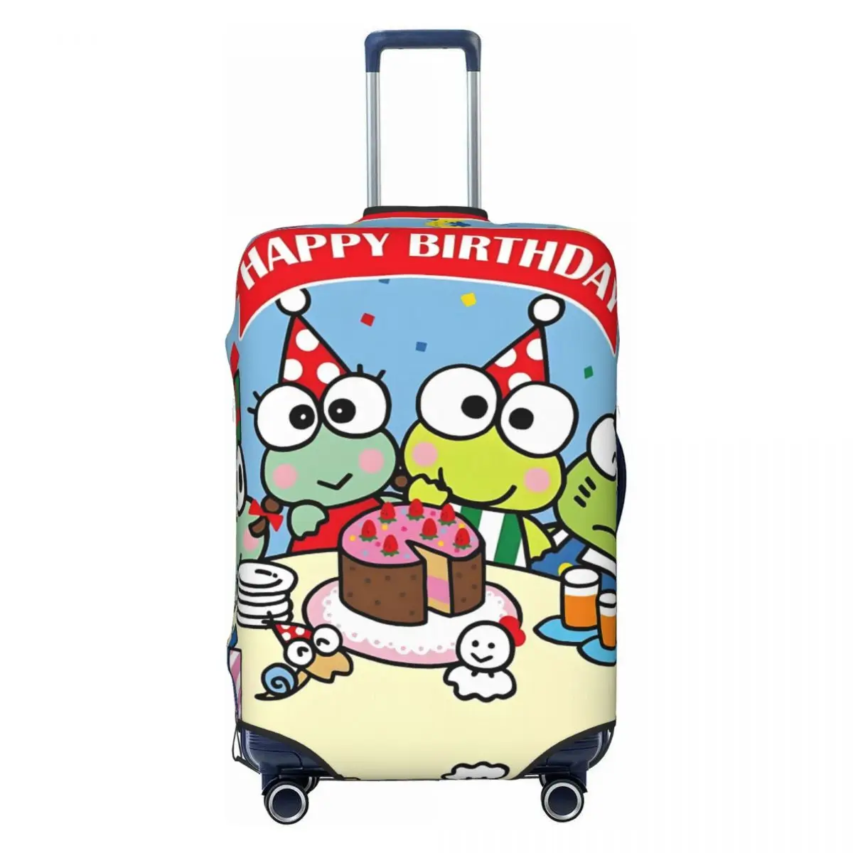

Custom Keroppi Green Frog Suitcase Cover Elastic Adorable Cartoon Luggage Protective Covers for 18-32 inch