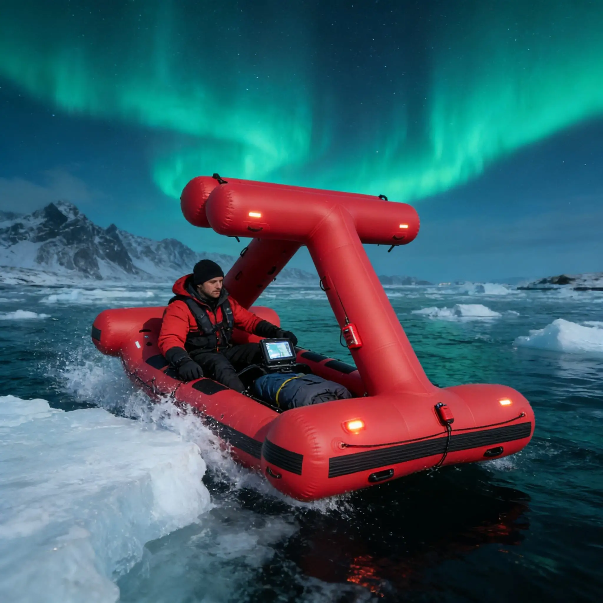 Self-Righting Life Raft, Triangle Inflatable Rescue Boat for Rapid Water, Emergency Transport Craft, Flood Rescue Equipment