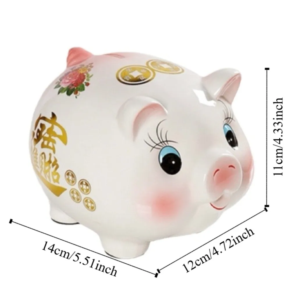 Decorative Animal Piggy Money Bank Good Luck Ceramic Pig Coins Saving Box Multi-purpose Durable Golden Beans Container Children