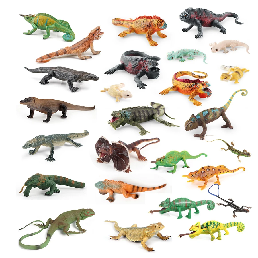 Realistic Reptile Lizard Chameleon Komodo Dragon Animals Model Figure Educational Collection Toys Kids Gift Home Decorations