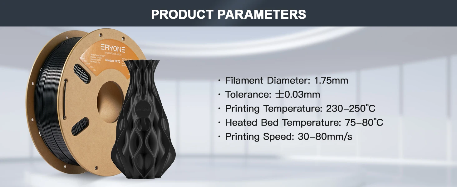 ERYONE 10KG Standard PETG Filament 1,75mm für 3D-Druck, Mehrfarbig Erhältlich, PETG-Filament, 3D-Filament Großhandel, 1KG/Spule – Detail 5