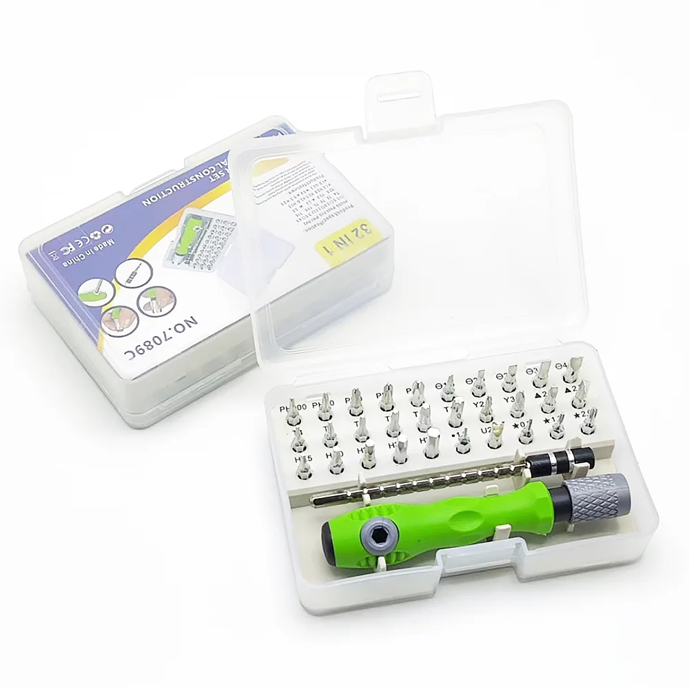 طقم مفك براغي 32 في 1 طقم يدوي مغناطيسي صغير متعدد الوظائف لأداة إصلاح إلكترونية للكمبيوتر والهاتف المحمول