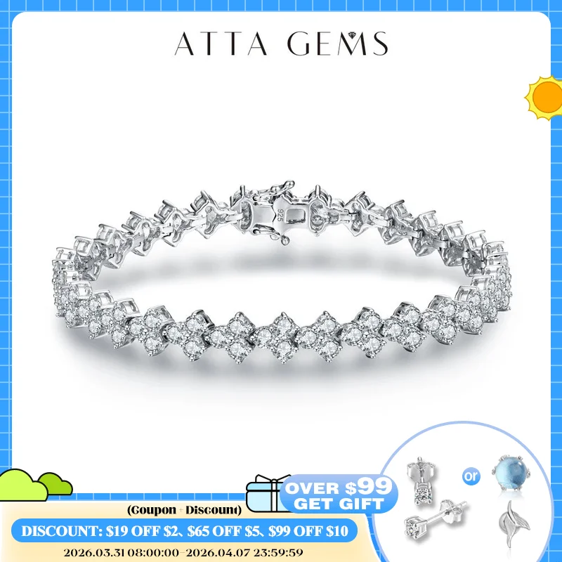 

ATTAGEMS Luxurly Brilliant Cut 3.0mm Moissanite Diamond Bracelet for Women Men Real 925 Sterling Silver Anniversary Wedding Gift