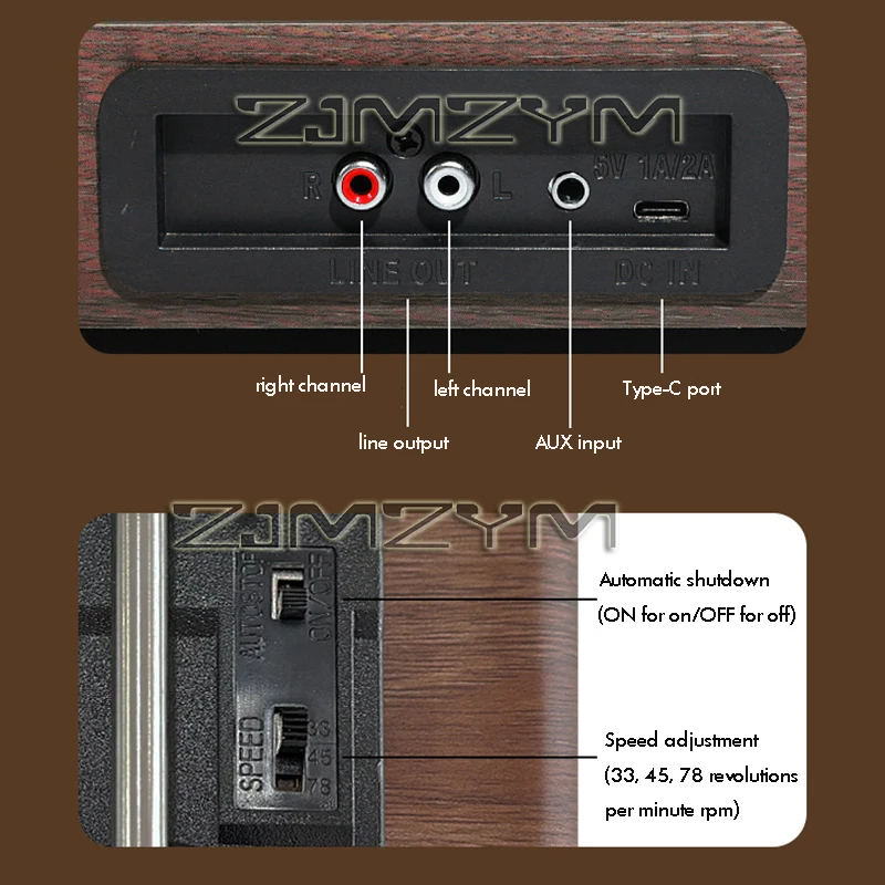 Retro Vinyl Record Player Bluetooth Desktop Phonograph Turntable with External Speakers Dual Stereo Speakers LP Player