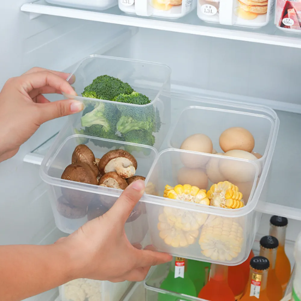 

Refrigerator Food Crisper Kitchen Plastic Transparent Food Multi-Grid Storage Box With Lid