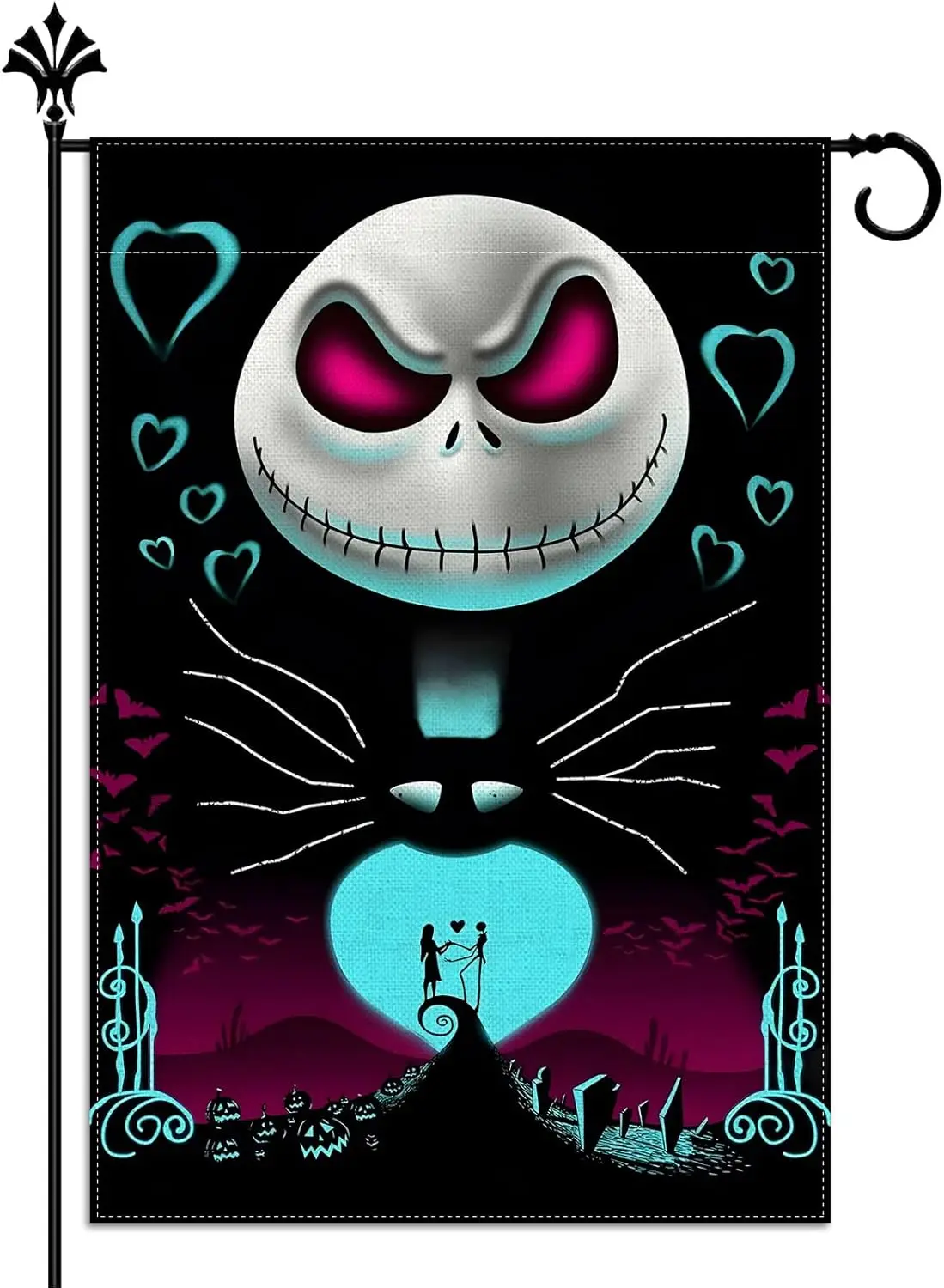 Vohado Nightmare Before Christmas Garden Flag and Sally Halloween Decoration Double Sized Yard Sign Outdoor Dec