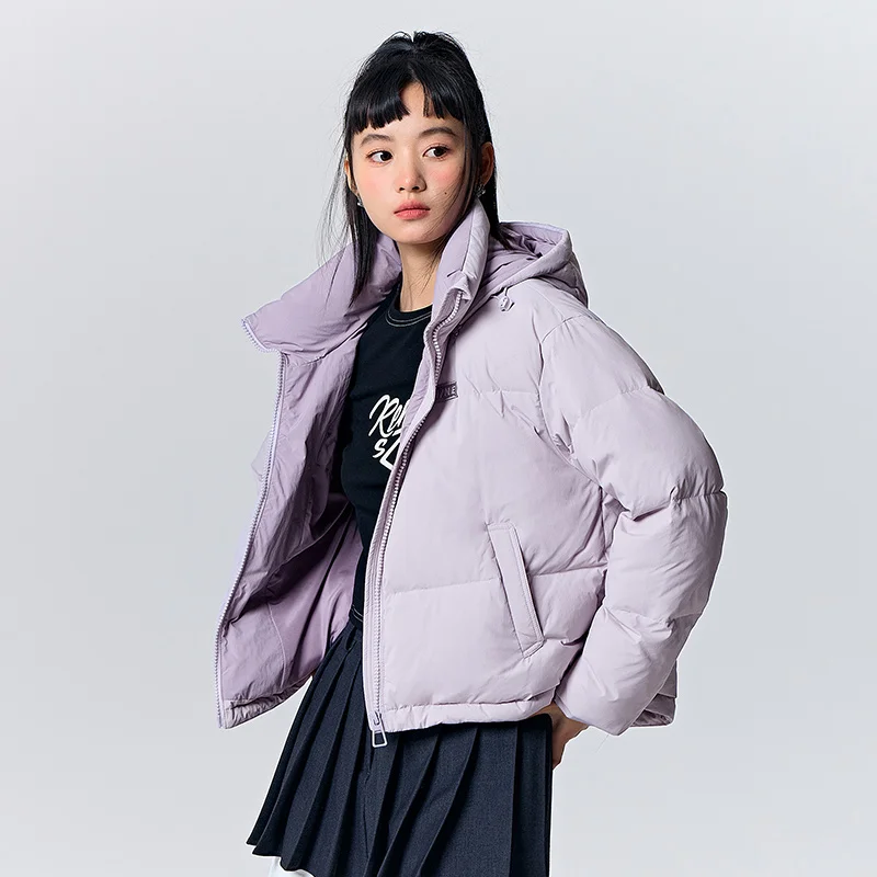 Semir Donsjack Vrouwen Kleur Geblokkeerd Capuchon Retro 2023 Winter Nieuwe Mode Eenvoudige Oversized Lichtgewicht Jas