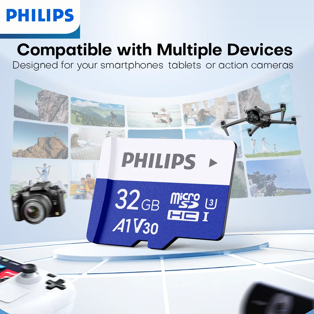 Philips Ultra Micro Tf Kartu SD 128GB 32GB 64GB Kartu SD Mini SD/TF Kartu Flash Kartu Memori 8Gb 16Gb MiniSD untuk Ponsel