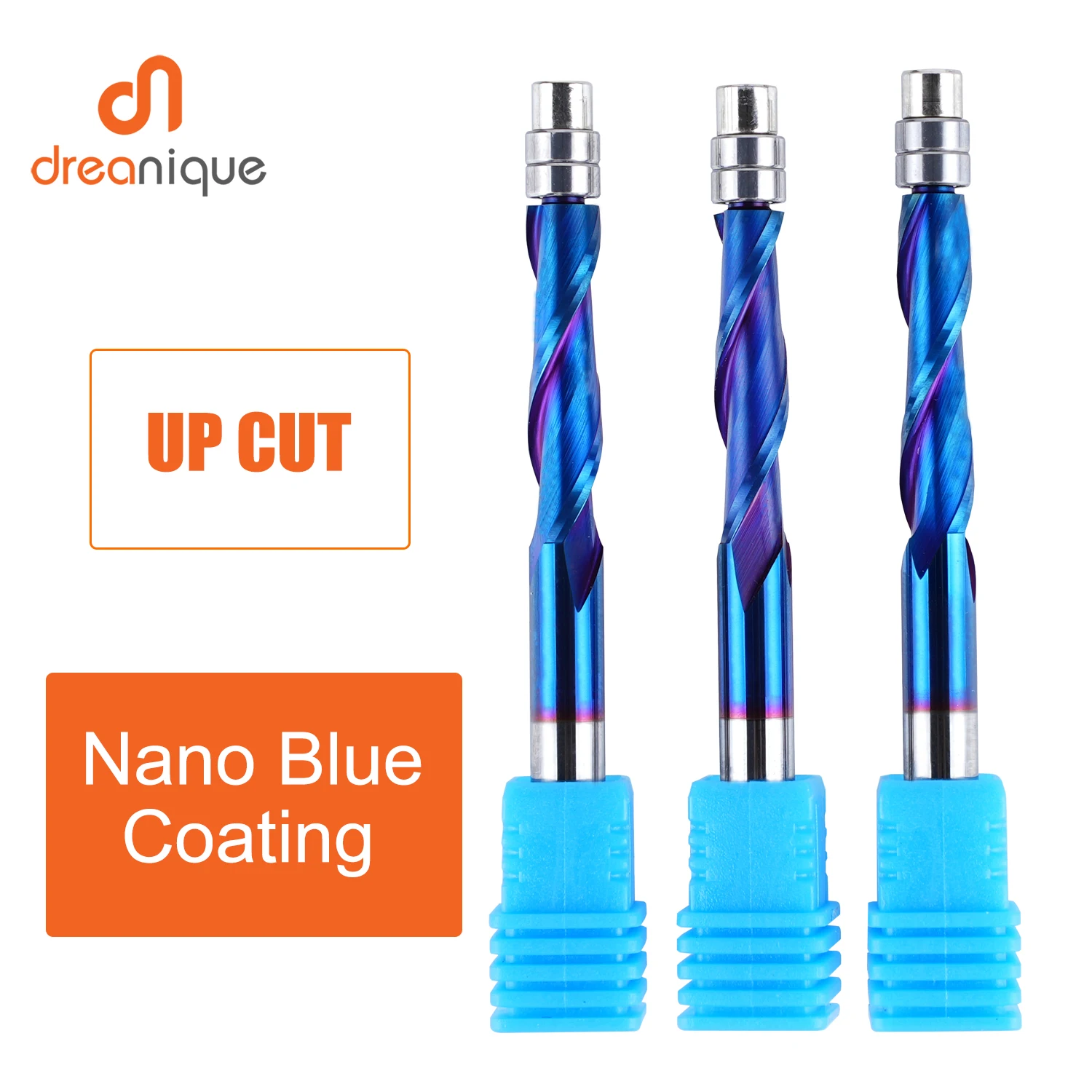 Dreanique 1pc Solid Carbide Bearing Guided 2 Flutes Flush Trim Router Bits 1/4 Shank Nano Coated for Woodworking Up Cut End Mill