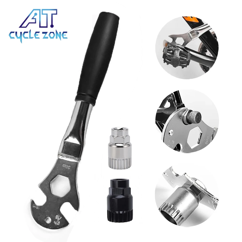 

15/24mm Bike Pedal Disassembly Wrench Long Handle Bicycle Pedals Install Remove Replace Fix Tool Spanner Repair Accessories