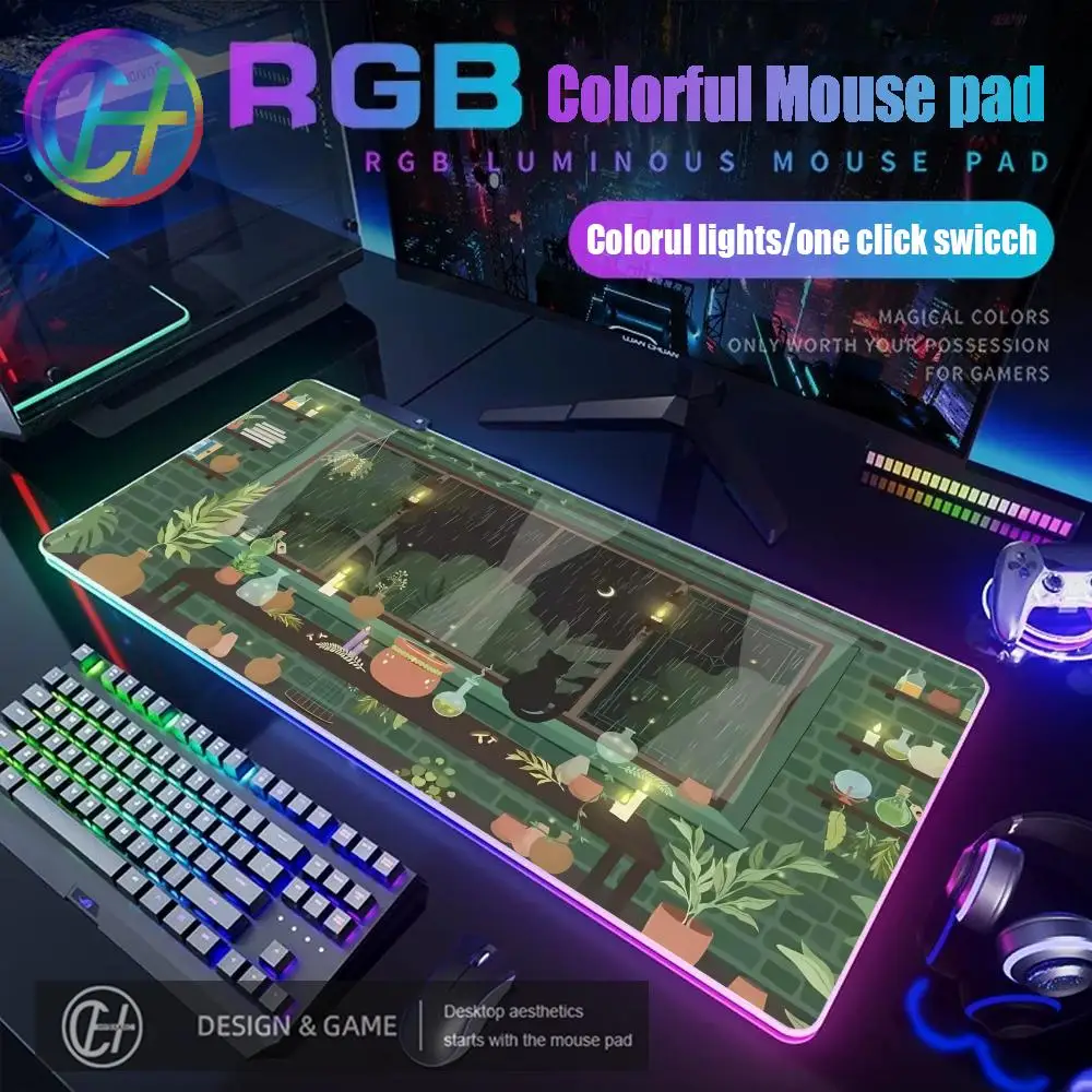 

Cute Frog in the Pond Mouse Pad RGB Gaming Mouse Pad Desk Mat HD Gamer Large LED Light XXL MousePads PC Computer Carpet