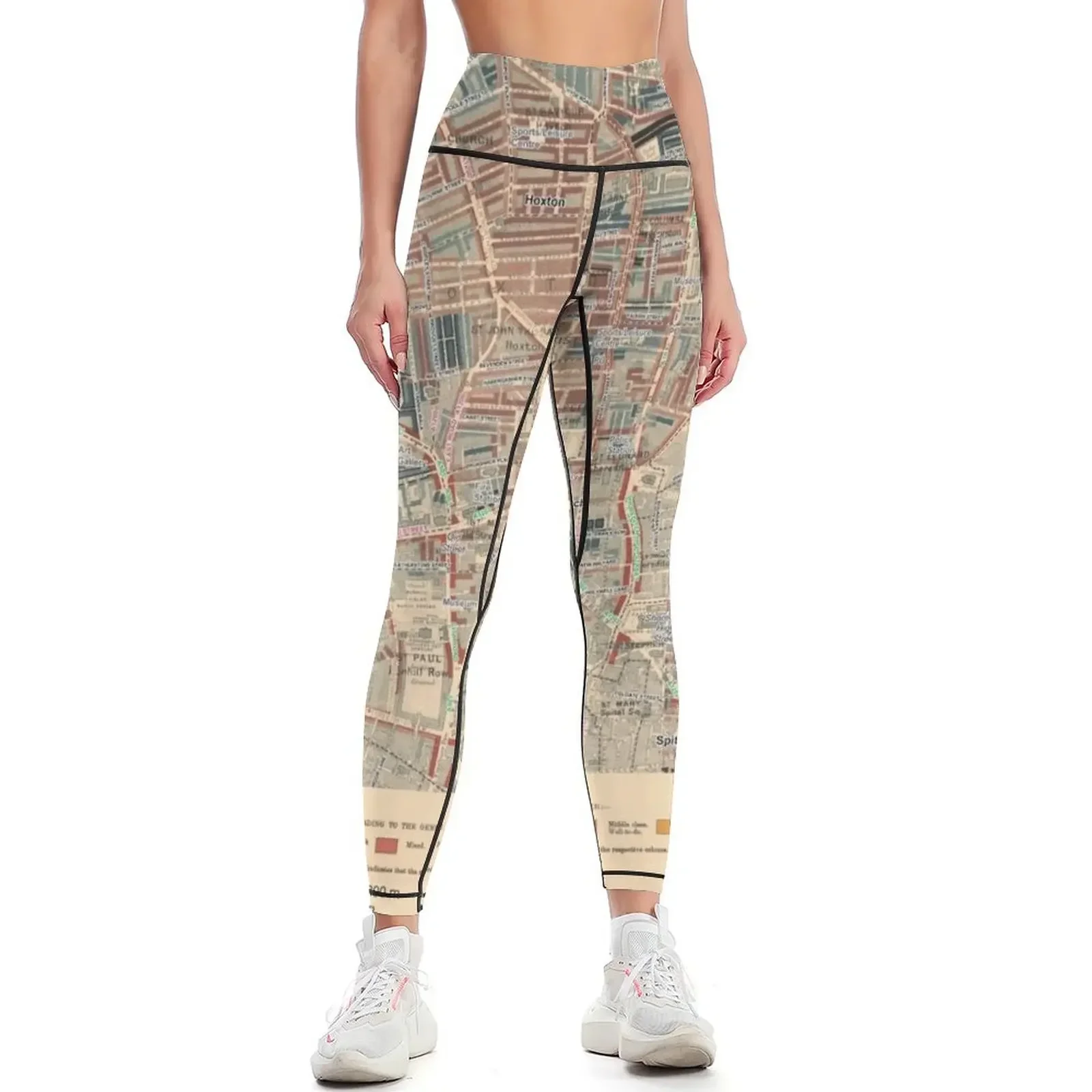 Booth's Map of London Poverty for Hoxton East & Shoreditch ward, City of London Leggings legging push up Womens Leggings