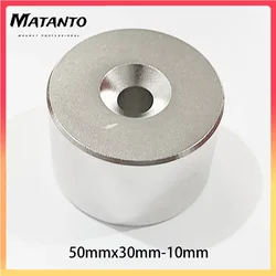 1PCS 50x10-10 50x20-10 50x30-10mm Circular Super Strong Powerful Neodymium Magnets with Hole 10mm Big magnetic Sheet