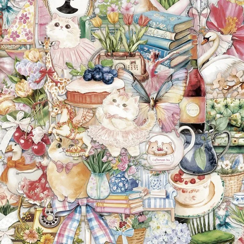 50/100/150 Sheets Watercolor Cartoon Stickers Notebook Computer Decoration Sticker 50 Sheet Non Repeat Garden Series Label