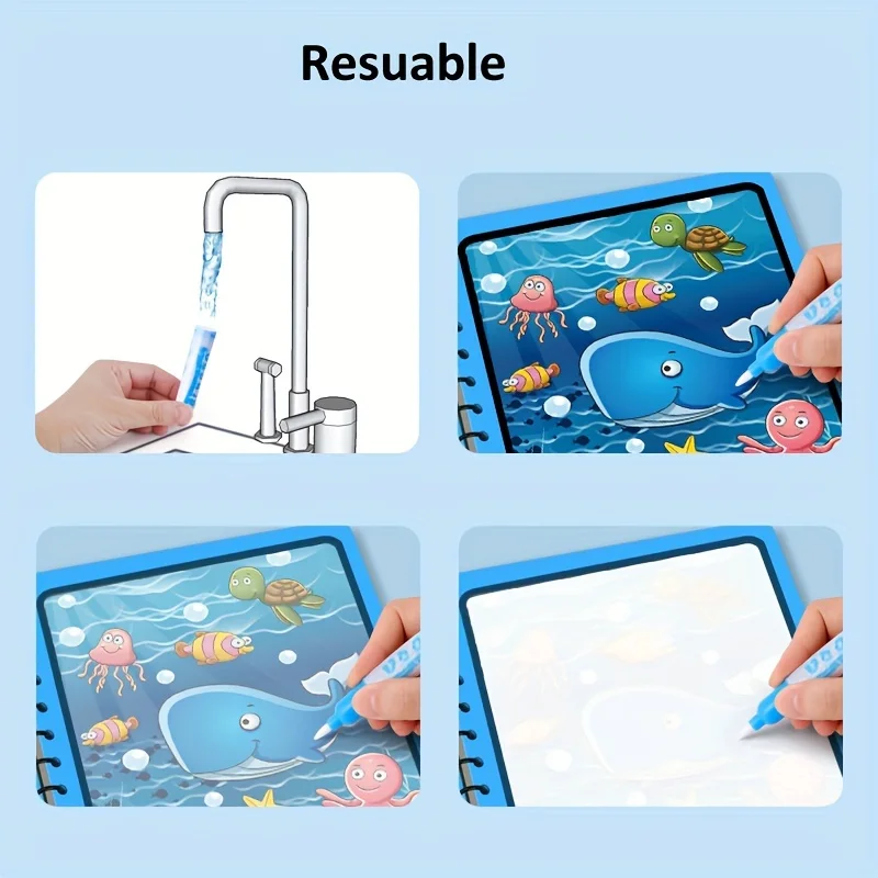 Livre de dessin à l'eau magique réutilisable, peinture éducative, jouet Montessori avec stylo magique coloré pour l'éducation précoce, jouets cadeaux