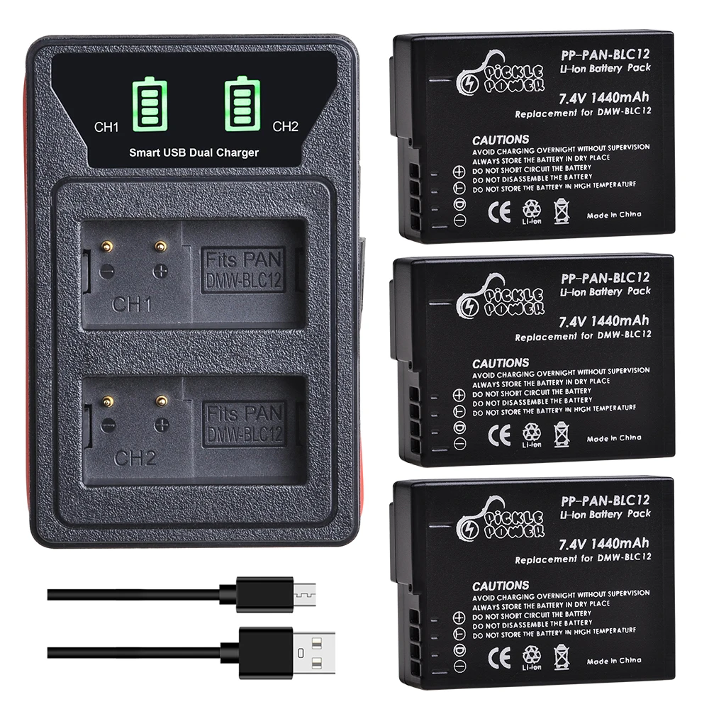 

Battery For Panasonic Lumix DMC-FZ200,FZ300,FZ1000,FZ2500,G5,G6,G7,G85 DMW-BLC12 DMW-BLC12E +LED Dual Charger with Type C Port