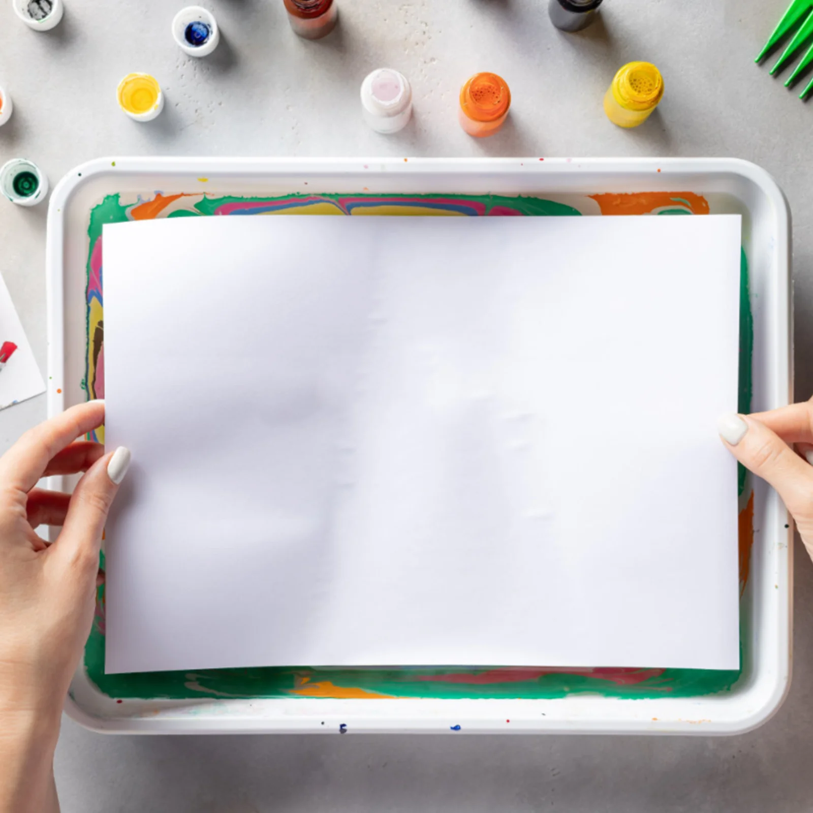 

50 Sheets Children's Water Painting Paper Easy Use Marbling Paper Sheet for Kids Arts Crafts Big Papers for Drawing