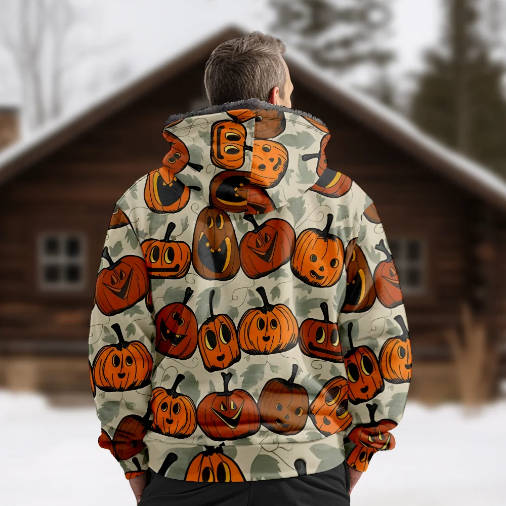 Men's Winter Jackets Coats,Halloween Pattern Cotton Clothes Overcoat Sporty Korean CASUAL